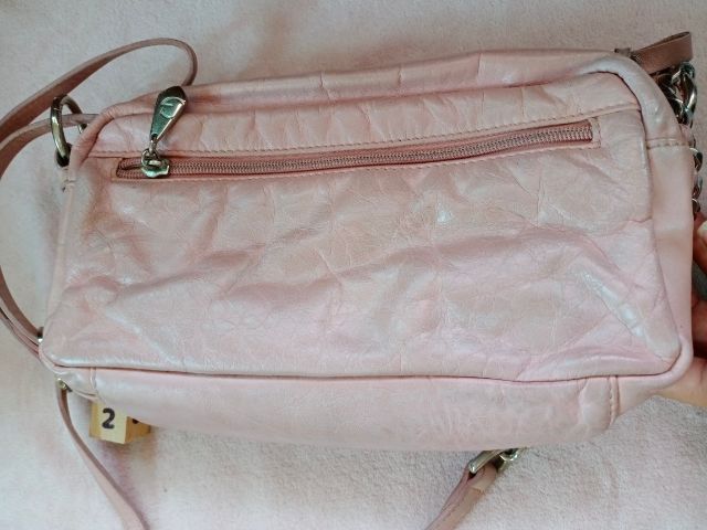 กระเป๋าสะพายยาวหนังแท้สีชมพู gillivo รูปที่ 5