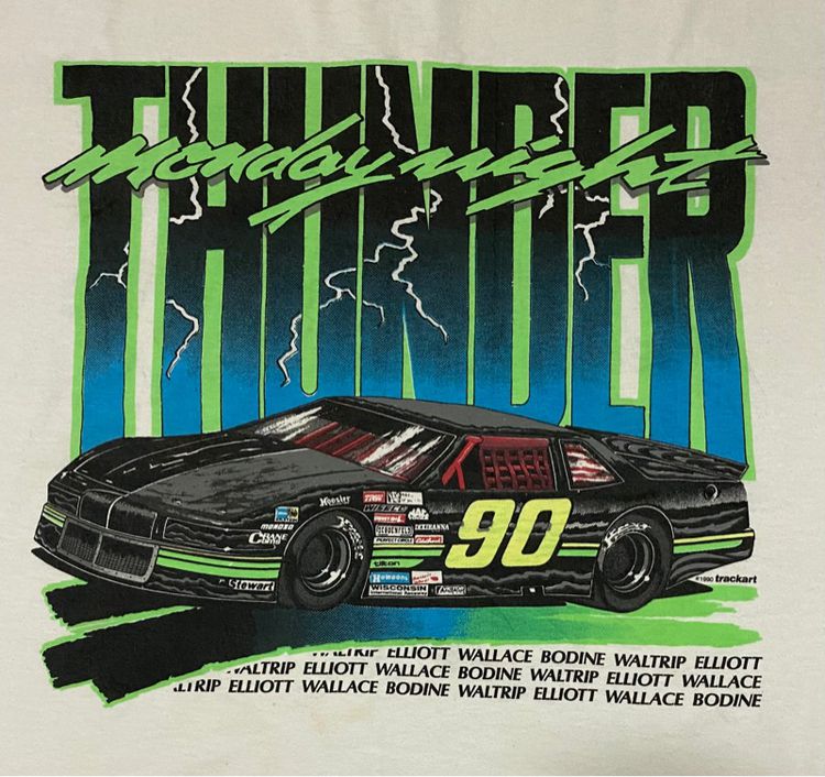 nascar thunder 1990  usa เสื่อยืดวินเทจ รูปที่ 2
