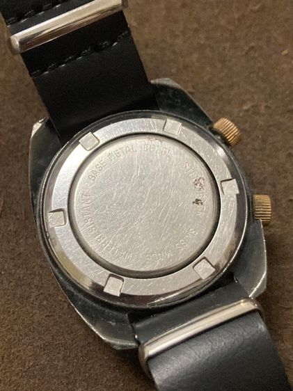 นาฬิกาไขลานปลุกแบรนดัง Vintage Sicura By Breitling ALARM DATE Black Pvd Hand Winding  17Jewels รูปที่ 2