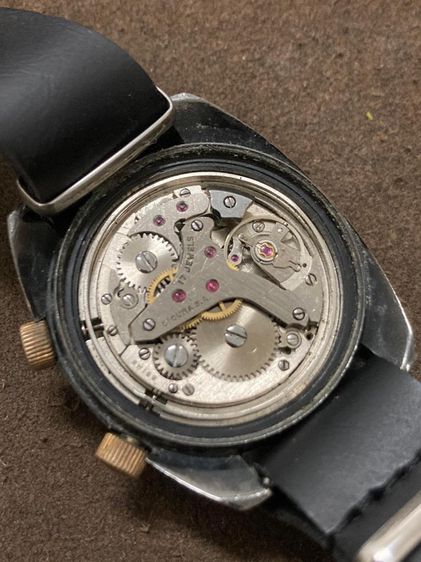 นาฬิกาไขลานปลุกแบรนดัง Vintage Sicura By Breitling ALARM DATE Black Pvd Hand Winding  17Jewels รูปที่ 7