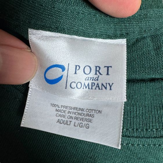 เสื้อยืดพื้นสีเขียวหัวเป็ด Port and Comppany สภาพ​ใหม่​มือหนึ่ง​ สีหายาก Size L​ รูปที่ 3