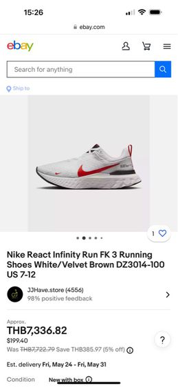 Nike React Infinity Run FK 3 White Red รูปที่ 10