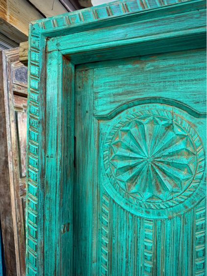 ประตูไม้วินเทจสีเขียว รูปที่ 5