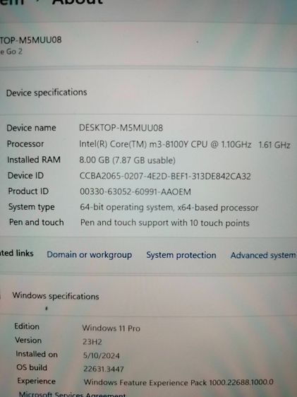 ขาย Microsoft Surface Go 2 , Core M3-8100Y Ram 8GB SSD 128GB สภาพของใหม่ แทบไม่มีตำหนิ พร้อมของแถม รูปที่ 8