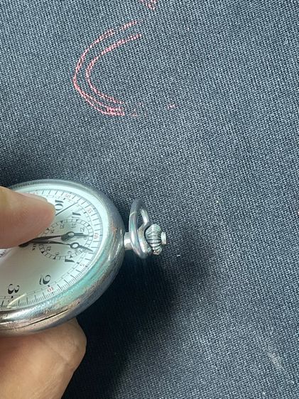 นาฬิกาพกไขลานหน้ากระเบื้องจับเวลาอายุเป็นร้อยปี หน้าสวยไม่มีร้าว Vintage Moeris Pocket Watch Chronograph รูปที่ 4