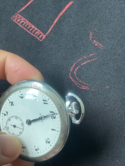 นาฬิกาพกไขลานหน้ากระเบื้องอายุ100กว่าปี vintage pocket watch Cyma mechanical  รูปที่ 2