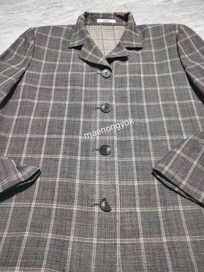 เสื้อสูท blazer ป้าย Woolmark แบรนด์ DAKS made in japan(11AR)สีเทาลายสก๊อต รูปที่ 8