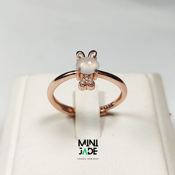 แหวนหยกพม่า Ice Jade เนื้อแก้วใส รูปกระต่าย รูปที่ 4