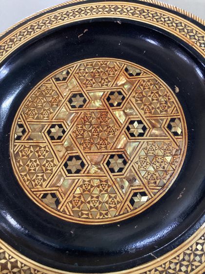 Vintage Egyptian Wooden Plate จานไม้อียิปต์โบราณฝังมุก รูปที่ 5