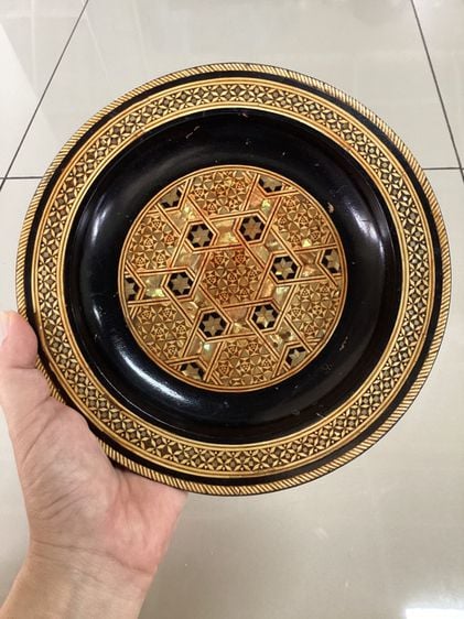 Vintage Egyptian Wooden Plate จานไม้อียิปต์โบราณฝังมุก รูปที่ 3