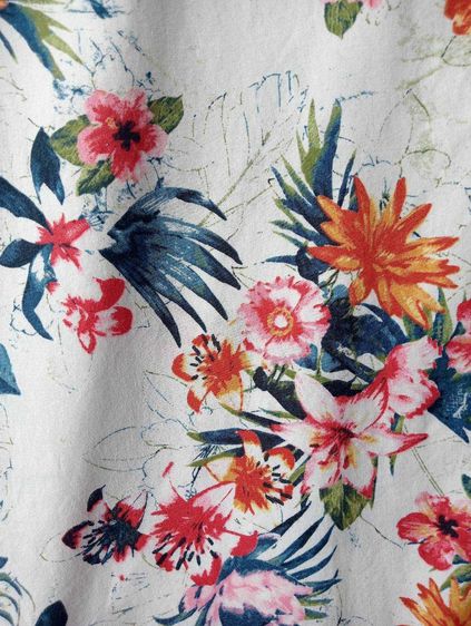 Goodfellow and CO  เสื้อฮาวายอเมริกาผ้า Cotton สีขาว ลายดอกไม้ รูปที่ 7