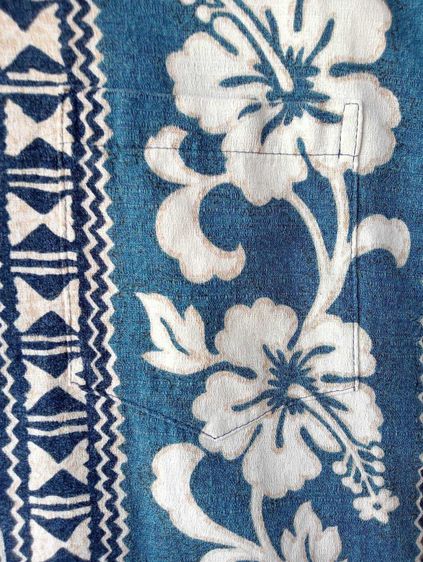 RJC  เสื้อฮาวายอเมริกา ผ้าcotton สีฟ้า ลายดอกไม้ รูปที่ 5