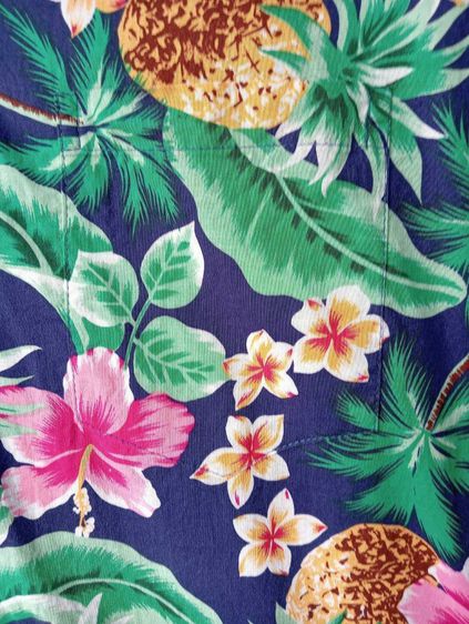 Styled by RJC  เสื้อฮาวายอเมริกา ผ้าcotton สีกรม ลายดอกไม้ สับปะรดและต้นมะพร้าว รูปที่ 5