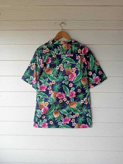 Styled by RJC  เสื้อฮาวายอเมริกา ผ้าcotton สีกรม ลายดอกไม้ สับปะรดและต้นมะพร้าว รูปที่ 3