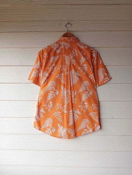 Eddie bauer  เสื้อฮาวายอเมริกาผ้าcotton สีส้ม ลายใบไม้ รูปที่ 3