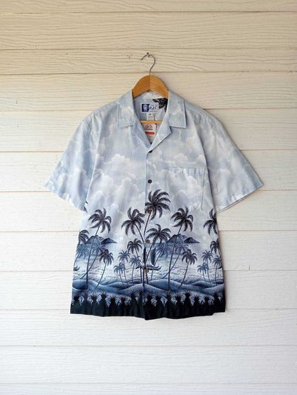 RJC เสื้อฮาวายอเมริกา ผ้าcotton สีฟ้าอ่อน ลายชายหาดทะเล รูปที่ 2