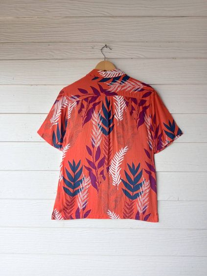 AMERICAN RAG เสื้อฮาวายอเมริกาผ้าrayon สีส้ม ลายใบไม้ รูปที่ 4