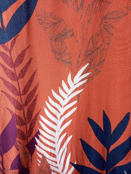 AMERICAN RAG เสื้อฮาวายอเมริกาผ้าrayon สีส้ม ลายใบไม้ รูปที่ 6