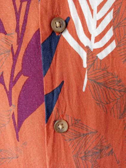 AMERICAN RAG เสื้อฮาวายอเมริกาผ้าrayon สีส้ม ลายใบไม้ รูปที่ 7