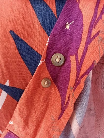 AMERICAN RAG เสื้อฮาวายอเมริกาผ้าrayon สีส้ม ลายใบไม้ รูปที่ 8