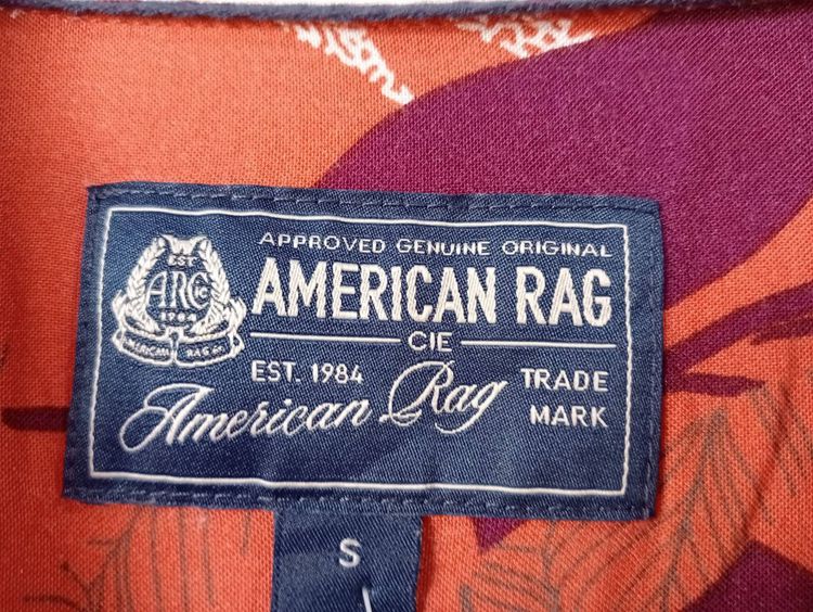 AMERICAN RAG เสื้อฮาวายอเมริกาผ้าrayon สีส้ม ลายใบไม้ รูปที่ 5