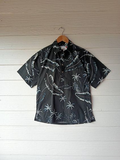 TORI RICHARD  เสื้อฮาวายอเมริกา สีดำ ลายใบไม้ ต้นมะพร้าว และสับปะรด รูปที่ 2
