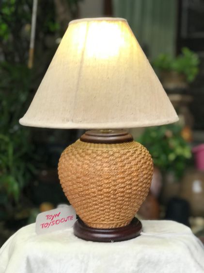 Vintage Table Lamps โคมไฟตั้งโต๊ะ โคมไฟหัวเตียง สานจากสาหร่ายผักตบชวา ใช้งานได้ปกติ สำหรับตกแต่งบ้าน รูปที่ 3