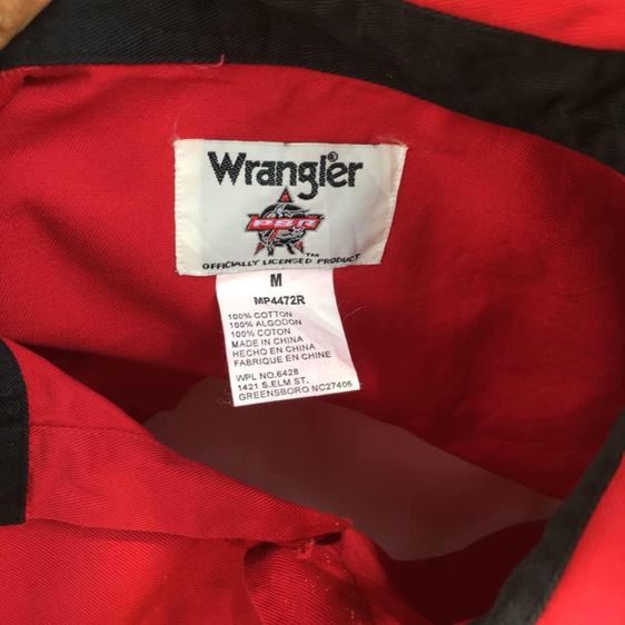Wrangler เสื้อเชิ้ตกระดุมสอด  สีแดง ผ้าร้อย รูปที่ 2