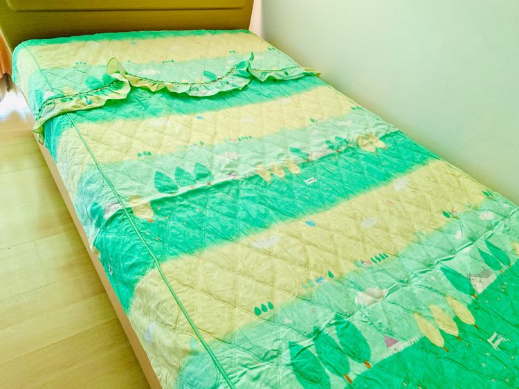 ปลอกคลุมที่นอนปิคนิค ท๊อปเปอร์ ขนาด 4-4.5ฟุต สีเขียวเหลืองลายวินเทจ ด้านบนมีระบาย สไตล์วินเทจ มือสองขายตามสภาพ สินค้าญี่ปุ่น-เกาหลีแท้ รูปที่ 2