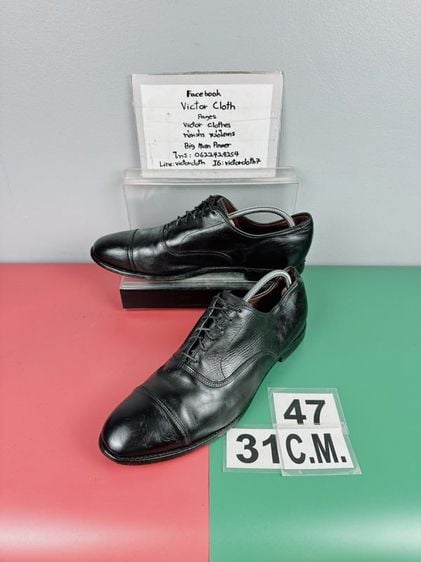 รองเท้าหนังแท้ Allen Edmonds Sz.13us47eu31cm Made in USA สีดำ รุ่นPark Avenue ยอดฮิตขอบแบรนด์ ของใหม่หลักหมื่น พื้นหนังเย็บ