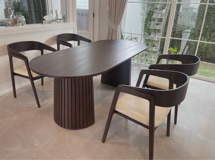 โต๊ะ เก้าอี้ Ash Wood Premium รุ่น Wabi Sabi สี Walnut  จากร้าน Warmwood.craft Size 200-90-75 cm รูปที่ 2
