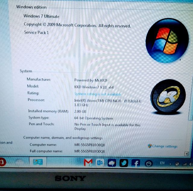 Notebook SONY mini PCG-21313W (จอ10"แรม2gb hdd320gb Win7) จอเบิร์นแต่ใช้งานปกติ แบตเก็บไฟ รูปที่ 4