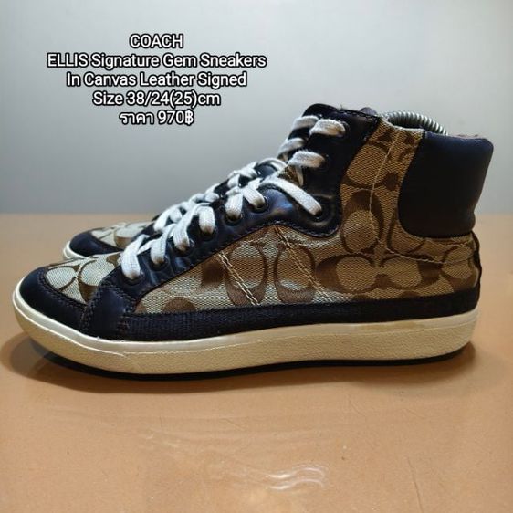 COACH 
ELLIS Signature Gem Sneakers 
In Canvas Leather Signed
Size 38ยาว24(25)cm