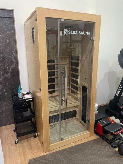 อุปกรณ์เพื่อสุขภาพ ขายตู้อบซาวน่าไม้ ยี่ห้อ Slim Sauna รุ่น Luxury 1 ที่นั่ง รุ่น RG1 มือสอง 