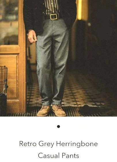 ❌ขายแล้ว❌Retro grey herringbone weft striped trousers w34-35 
made in Japan
🎌🎌🎌 รูปที่ 1