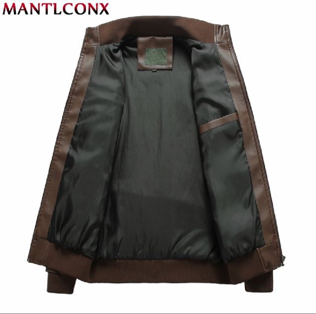 เสื้อแจ็คเก็ตหนังPu แฟชั่นสำหรับนักขับขี่มอเตอร์ไซค์ผู้ชาย XL-3XL รูปที่ 3