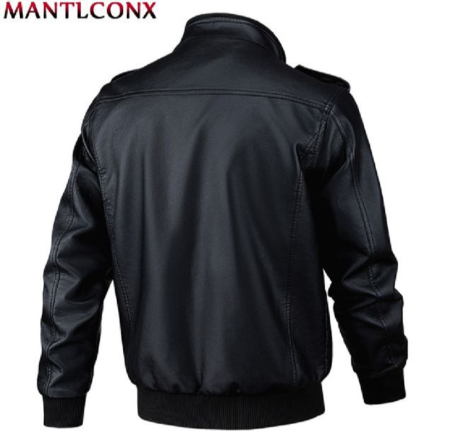 เสื้อแจ็คเก็ตหนังPu แฟชั่นสำหรับนักขับขี่มอเตอร์ไซค์ผู้ชาย XL-3XL รูปที่ 2