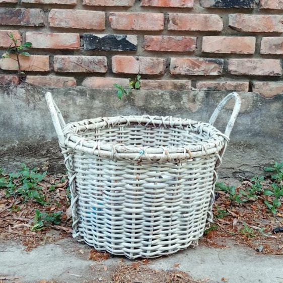 Vintage  French 1970s
White  Wicker  Basket รูปที่ 1