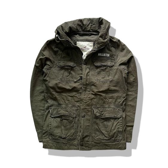 Hollister Olive Brown Military Hooded Jacket รอบอก 42”