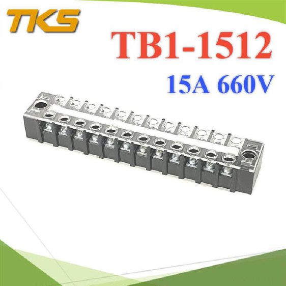 เทอร์มินอลบล็อก TB1-1512 แผงต่อสายไฟ ขนาด 15A 660V แบบ 12 ช่อง รุ่น TB1-1512   หมวด เทอร์มินอลบล็อก TB รูปที่ 2