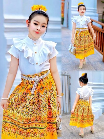 ชุดไทยเด็กหญิง setเสื้อกับกระโปรง รูปที่ 5