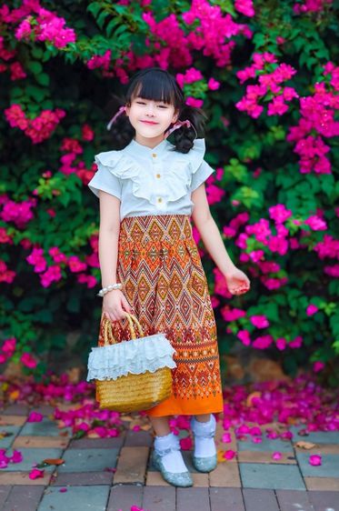 ชุดไทยเด็กหญิง setเสื้อกับกระโปรง รูปที่ 12