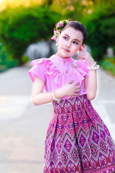 ชุดไทยเด็กหญิง setเสื้อกับกระโปรง รูปที่ 4