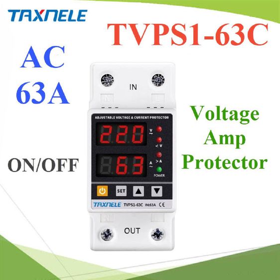 อุปกรณ์ป้องกัน แรงดันไฟฟ้า กระแสไฟฟ้า Voltage Amp Protector ปุ่มเปิดปิด TVPS1-63C หมวด ป้องกัน ไฟตกไฟเกิน AC รูปที่ 2