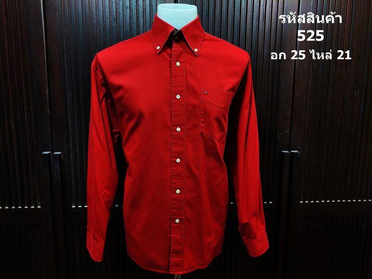 เสื้อเชิ้ต แดง แขนยาว 525เสื้อเชิ๊ตTommy Hilfiger(Size L)สภาพเหมือนใหม่