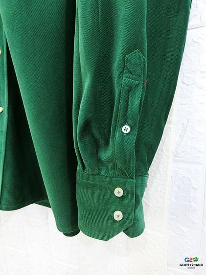 TOMMY HILFIGER แท้ อก50 เสื้อเชิ๊ตแขนยาวลูกฟูกบางสีเขียวสปอต รูปที่ 4