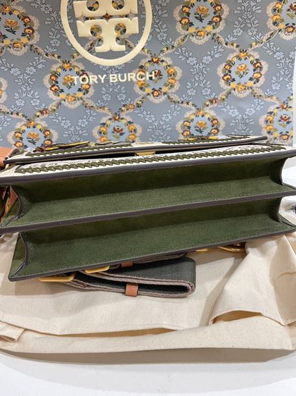พร้อมส่ง 🔥Sale 12999🔥 ราคาดีเฟร่อ งาน Shop ใบใหญ่ หายากมากแม๊ Tory Burch TMonogram Braided Floral Shoulder Bag ได้ 2 สายคุ้มฝุด รูปที่ 8