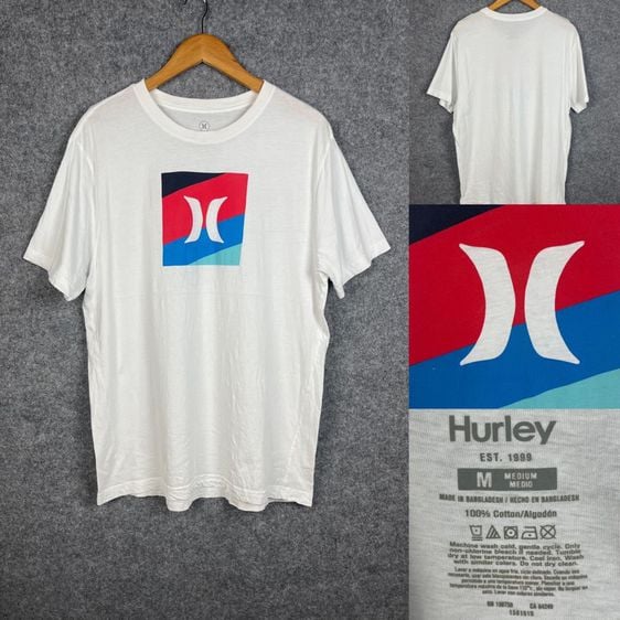 HURLEY MENS GRAPHIC T-SHIRT TOP M WHITE COTTON รูปที่ 1