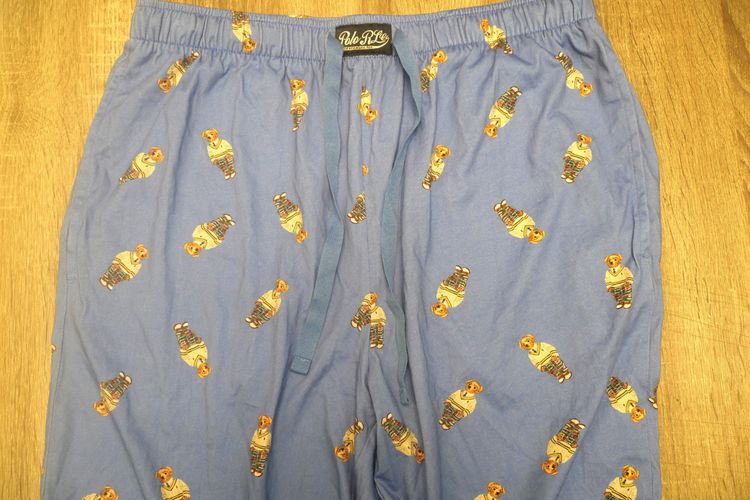 กางเกง อื่นๆ Polo Ralph Lauren Mens Polo Bear Light Blue Cotton Jersey Pajama Sleep