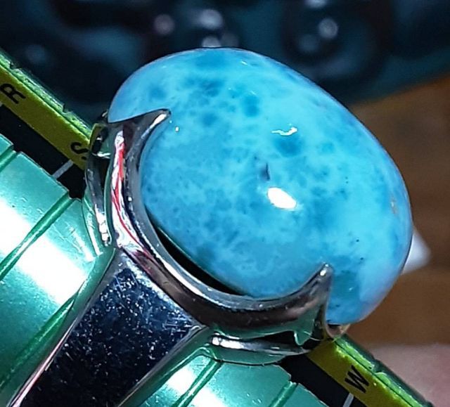 แหวนเงิน หัวแหวนลาริม่า ลาริม่าหนัก27.04ct. สวยงามมาก รูปที่ 5